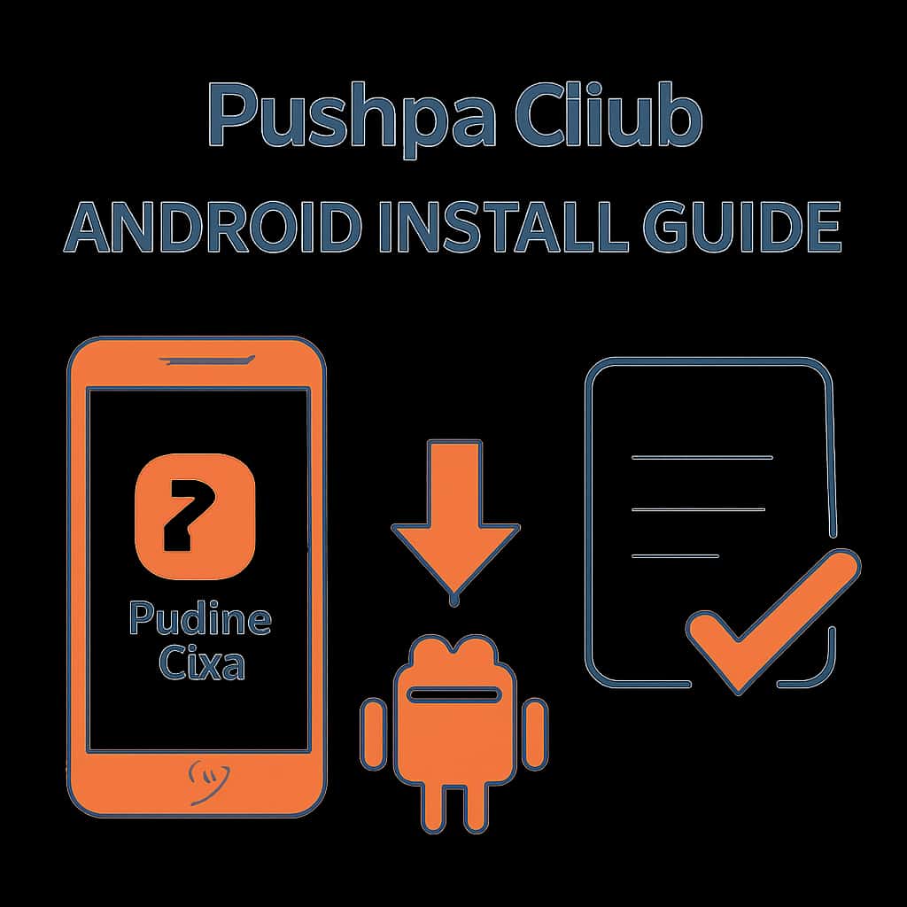 Illustration detailing the steps to install Pushpa Club on Android.