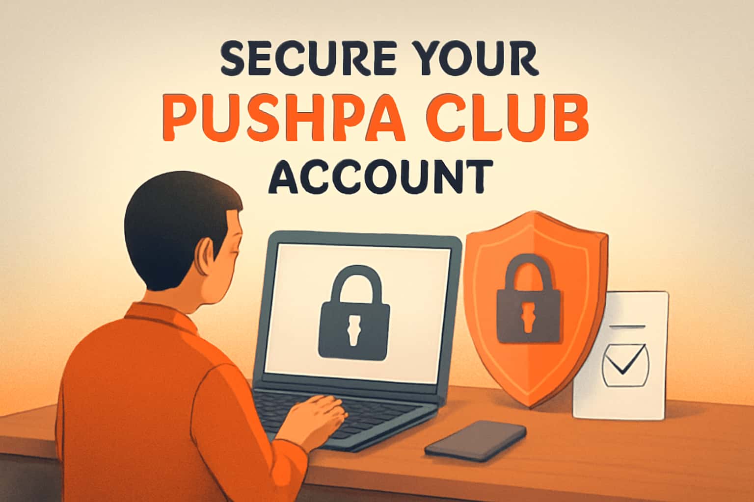 A futuristic design illustrating account security for Pushpa Club.